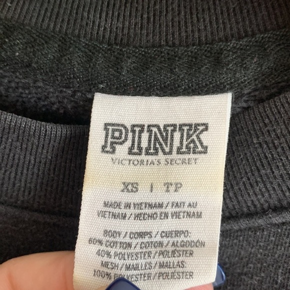 Victoria’s Secret pink fishnet panel crewneck pull over  black xs women’s - Picture 4 of 6